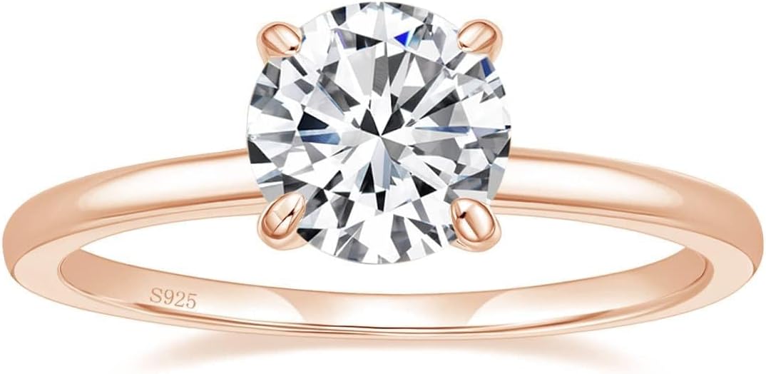 EAMTI 1.5CT 925 Sterling Silver Engagement Rings Round Cut Solitaire Cubic Zirconia CZ Wedding Promise Rings for Her Wedding Bands for Women Size 3-11