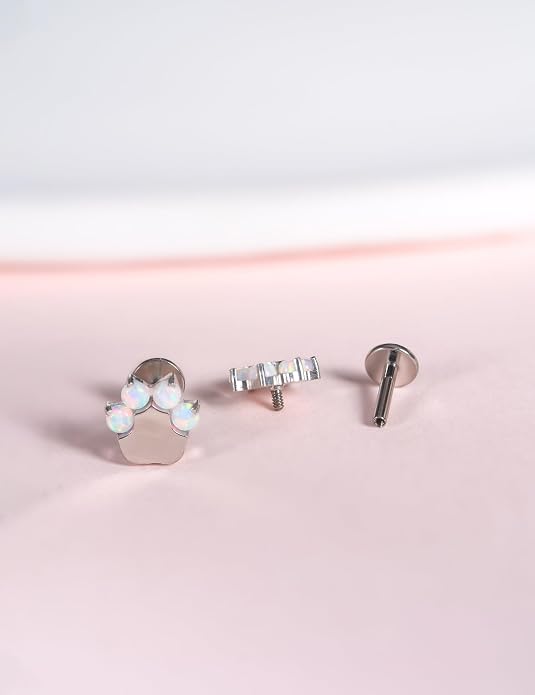 Limerencia 2Pcs 18g Titanium Internally Threaded Tragus Piercing Jewelry Nose Studs Flat Back Earrings Labret, Lip, Helix, Cartilage, Conch, Medusa Piercing for Women Men Sensitive Ears