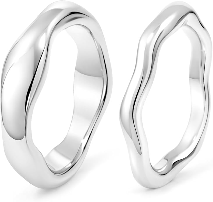 Gold Rings for Women Men Non Tarnish, Waterproof Chunky 14K Gold Plated Dainty Stackable Rings Trendy Statement Pinky Thumb Rings Engagement Eternity Wedding Band Ring Stacking Gold Jewelry Size 3 4 5 6 7 8 9 10 11