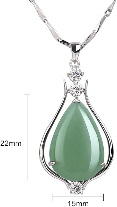 iSTONE 925 Sterling Silver Natural Crytral for Womens Pendant Necklace, Gemstone Birthstone with 17.8" Silver Chain Ladies