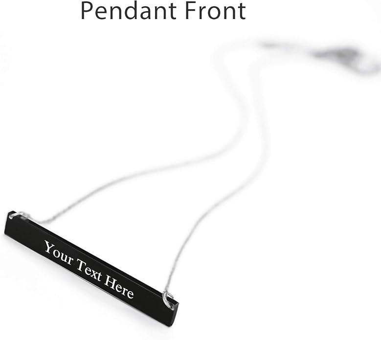 Lazycat Name Bar 18K Plated Bar Necklace,Engravable Name or Blessings Necklace