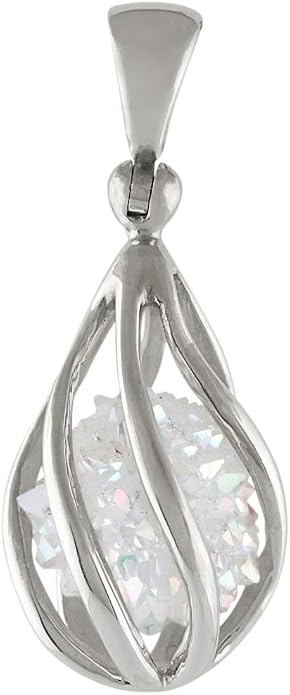 Starborn Gemstone teardrop Style Cage Pendant Sterling Silver