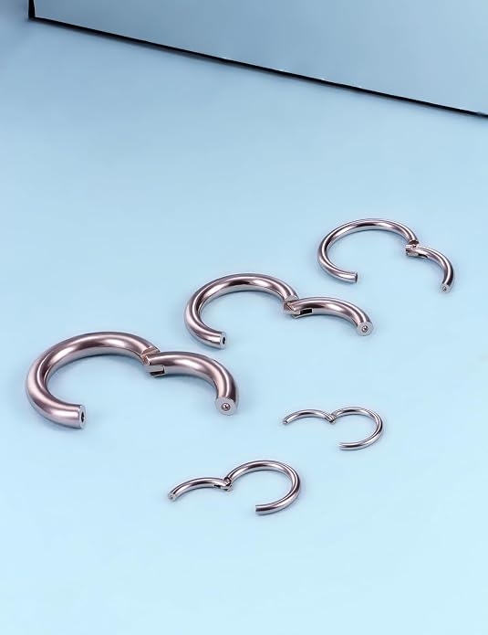 20G-2G Surgical Steel Hinged Clicker Septum Nose Rings Gauges Earrings Seamless Hoops Eyebrow Lip Ring Cliker Helix Tragus Daith Rook Earrings for Women Men