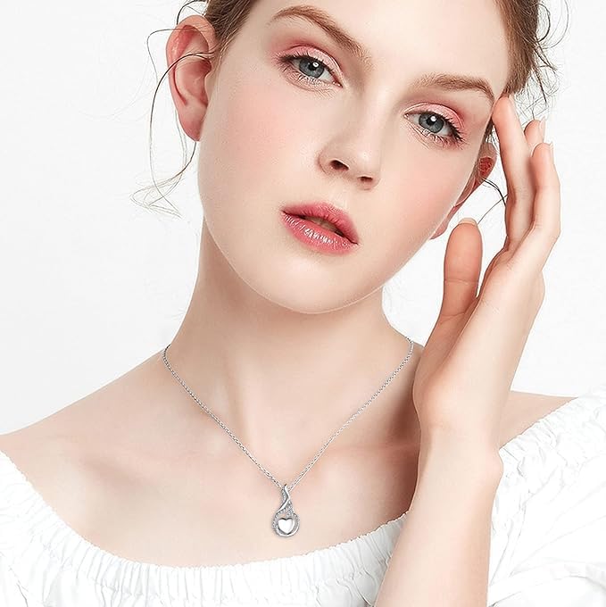 Cremation Jewelry 925 Sterling Silver Teardrop Urn Necklace for Ashes Heart Shape Memorial Keepsake Pendant for Human Ashes for Women Gift