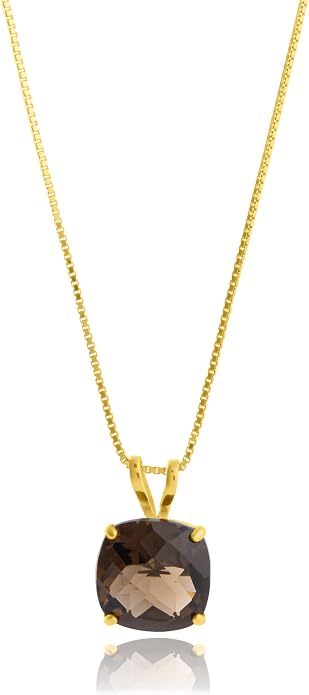 MAX + STONE Cushion Cut Gemstone Necklace | 8mm Solitaire Birthstone Necklace for Women | Gemstone Pendant Necklaces with 18 inch Box Chain