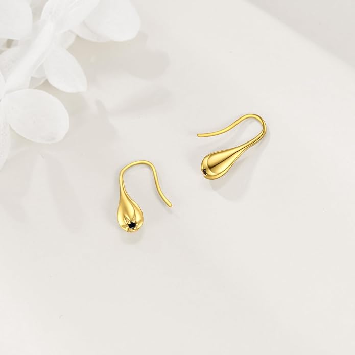 Pull Through Teardrop Dangle Earrings 925 Sterling Silver Simple Water Drop Earrings Birthday Mother's Day Christmas Gifts for Women