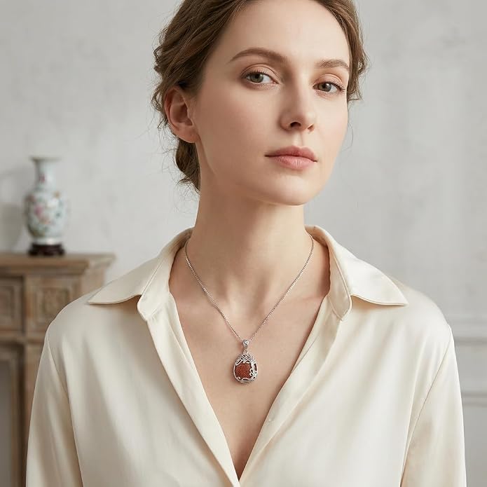 Teardrop Moonstone Necklace for Women Tree of Life/Filigree Birthstone Pendant Necklace Jewelry