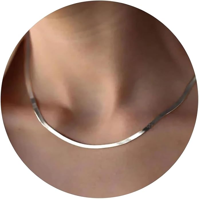 DEARMAY 14K Gold Plated Herringbone Necklaces for Women, Dainty Gold Snake Choker Chain Non Tarnish Trendy Simple Thin & Chunky Options Neckalce 1.5/3/5/6/8mm Chain Jewelry for Gifts