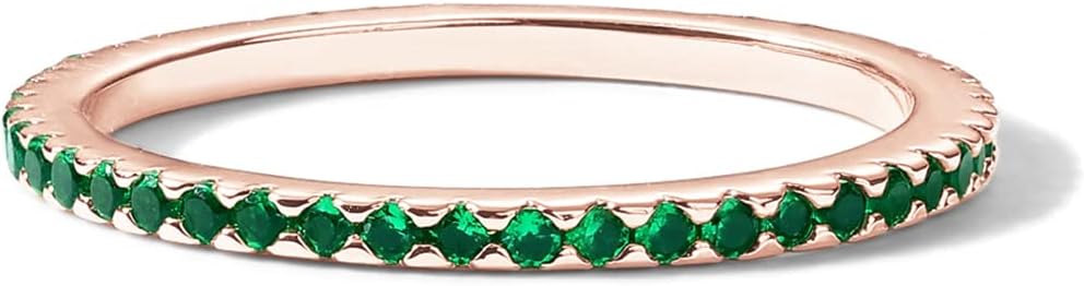 PAVOI 14K Gold Plated Sterling Silver Colored CZ Stones Stackable Ring | Simulated Diamond Eternity Bands for Women