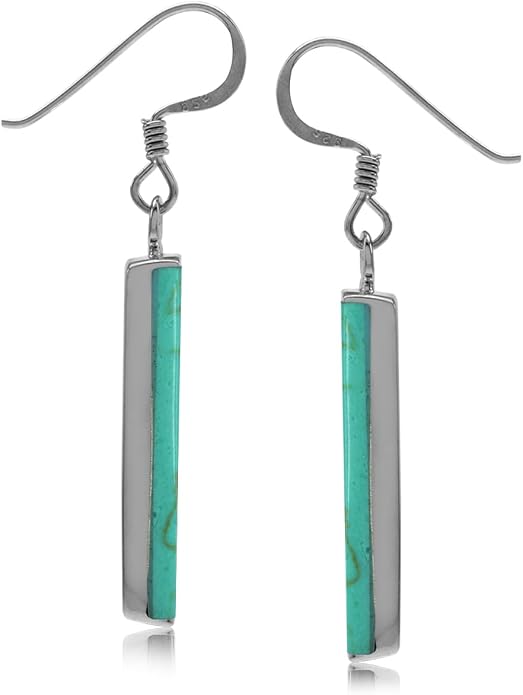 Silvershake Mondern Long Bar linear 925 Sterling Silver Dangle Hook Earrings