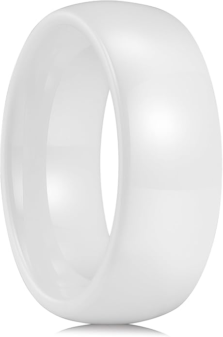 King Will Ceramic Wedding Band for Men Women-6-8mm Width Black & White with Multi Style Design Promise Rings Comfort Fit Size 7-14