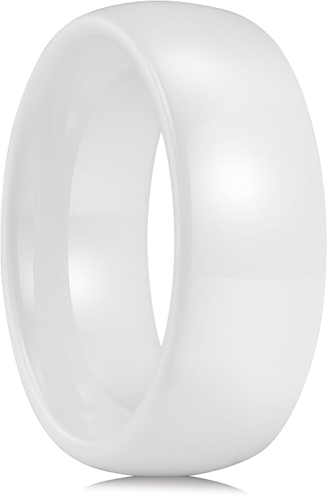 King Will Ceramic Wedding Band for Men Women-6-8mm Width Black & White with Multi Style Design Promise Rings Comfort Fit Size 7-14