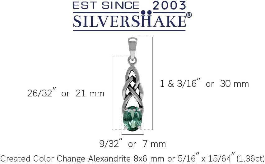 Silvershake 8X6mm Oval Shape Birthstone Gemstone Antique Finishing or Yellow Gold Plated 925 Sterling Silver Celtic Knot Weave Solitaire Pendant or Pendant with 18 Inch Chain Necklace Jewelry for Women