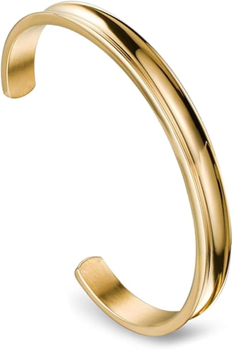 Zuo Bao Stainless Steel Bracelet Grooved Cuff Bangle for Women