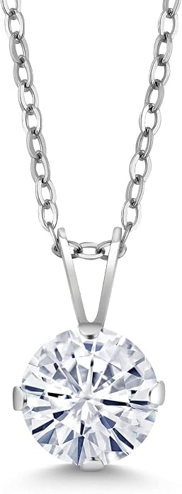 Gem Stone King 7MM Round Gemstone Birthstone Pendant Necklace For Women | 925 Sterling Silver | With 18 Inch Silver Chain | Fine Jewelry Gifts for Women Her Mom Wife