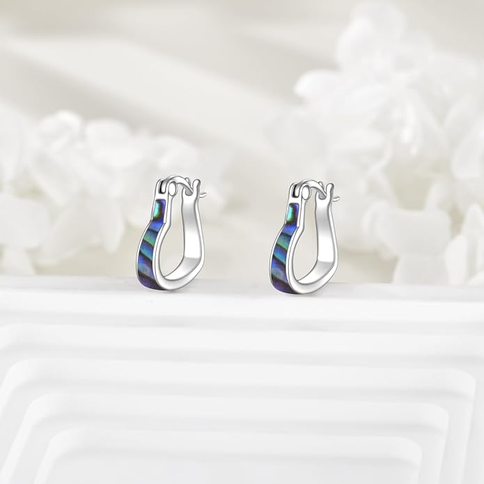 Sterling Silver Hoop Earrings Small Hoop Sun/Leaf/Triangle Huggie Earrings for Women Hypoallergenic