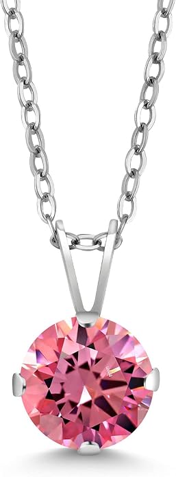 Gem Stone King 7MM Round Gemstone Birthstone Pendant Necklace For Women | 925 Sterling Silver | With 18 Inch Silver Chain | Fine Jewelry Gifts for Women Her Mom Wife