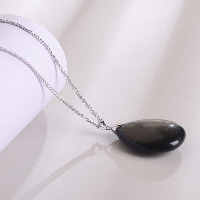 iSTONE 925 Sterling Silver Natural Crytral for Womens Pendant Necklace, Gemstone Birthstone with 17.8" Silver Chain Ladies