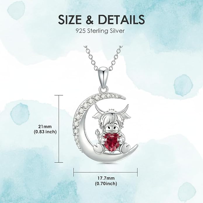 PROESS Animal Birthstone Necklace 925 Sterling Silver Otter/Axolotl/Hippo/Elephant/Dachshund/Monkey/Red Panda Pendant Necklace Animal Birthstone Jewelry Gifts for Women