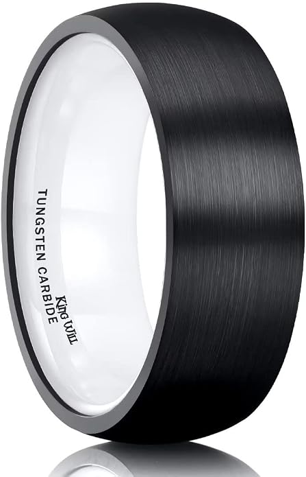 King Will Wedding Band for Men Women, 2/4/6/7/8mm Domed Matte Brushed Tungsten Carbide Rings, Solid/Dual Color Engagement Rings, Comfort Fit