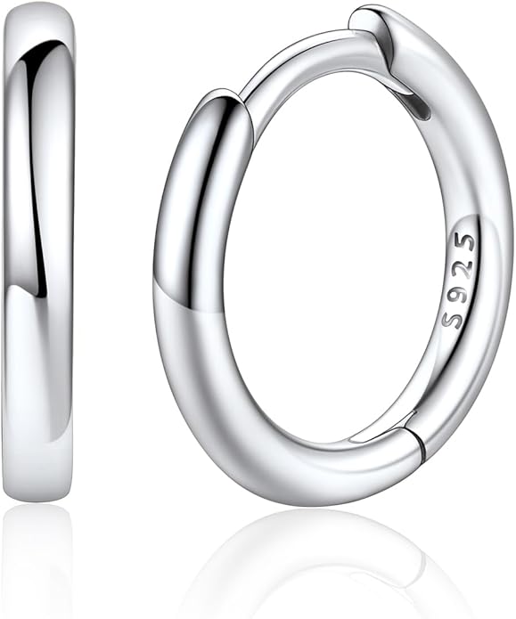 Silvora 14K Gold Plated Huggie Hoop Earrings for Women, Small Sterling Silver Hoops, Hypoallergenic Cartilage Earrings for Sensitive Ears 8/10/12/14/16/18/20MM