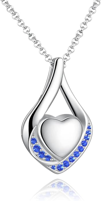 Cremation Jewelry 925 Sterling Silver Teardrop Urn Necklace for Ashes Heart Shape Memorial Keepsake Pendant for Human Ashes for Women Gift