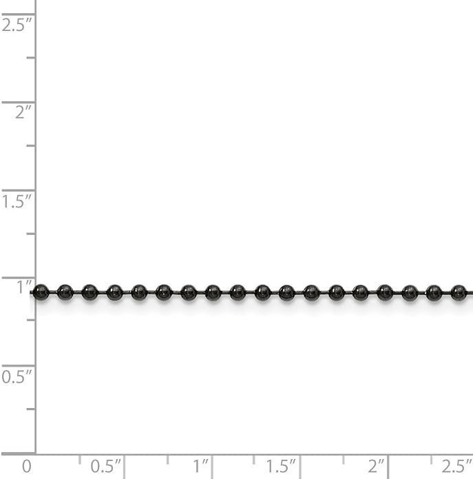 Stainle Sterling Silver Steel 2.4mm IP Black-Plated 18in Ball Chain
