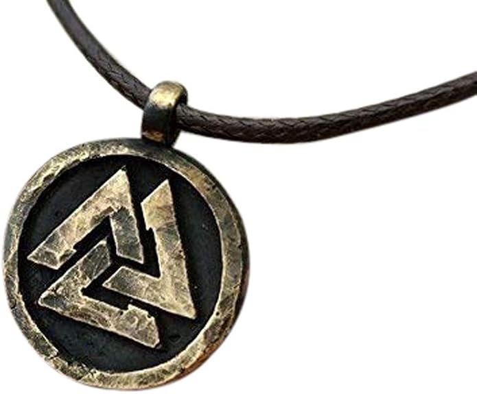 Baldur Jewelry - Valknut Viking Necklace for Men Women - Celtic Viking Norse Jewelry for Men Amulet Pendant Necklace - Brass Valknut Pendant - Jewelry Triangle - Valknut Odin Amulet - Viking Gifts