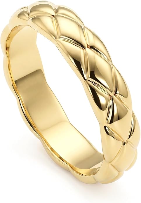 FRUMOS Gold Wedding Rings For Women,14k Stackging Rings Non Tarnish,Chain Cz Promise Rings,Wedding Band,Valentines Mother Christmas