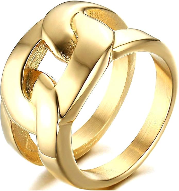 VNOX Gold Rings for Women 丨 14k Gold Plated Stainless Steel Chunky Statement Rings Twisted Braided Ring Stackable Rings Chunky Signet Ring for Womens Jewelry Trendy