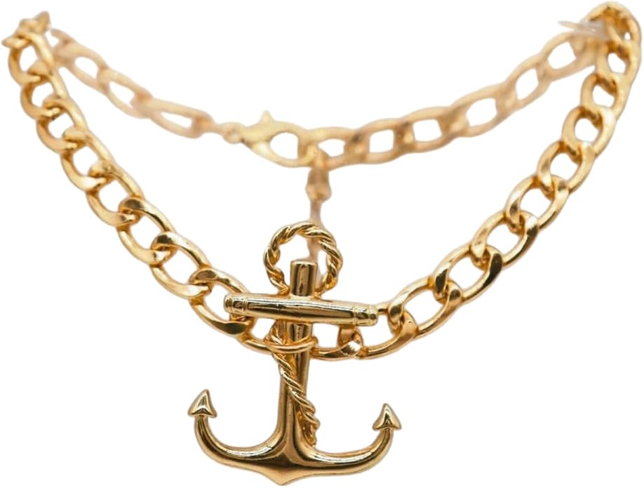 Women Western Fashion Jewelry Gold Metal Boot Chain Bracelet Shoe Anklet Anchor Charm SET BC212