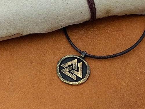 Baldur Jewelry - Valknut Viking Necklace for Men Women - Celtic Viking Norse Jewelry for Men Amulet Pendant Necklace - Brass Valknut Pendant - Jewelry Triangle - Valknut Odin Amulet - Viking Gifts