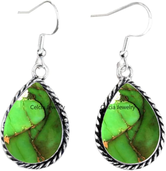 Pure 925 Sterling Silver Dangle Drop Earrings for Women, Pear Gemstone Handcrafted Earrings for Women & Girl ('Amethyst)