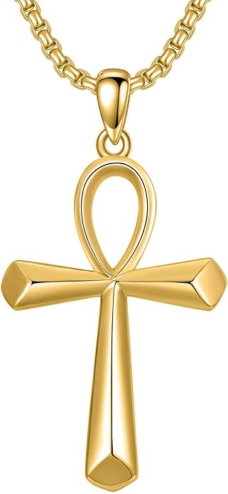 KXJ S925 Sterling Silver Black Cross/Best Dad/Baseball Bat/Silver Cross/Ankh Cross/Crucifix with 22+2 Inches Stainless Steel Rolo Chain Cross Necklace for Men Women Christian Religious Jewelry Gifts