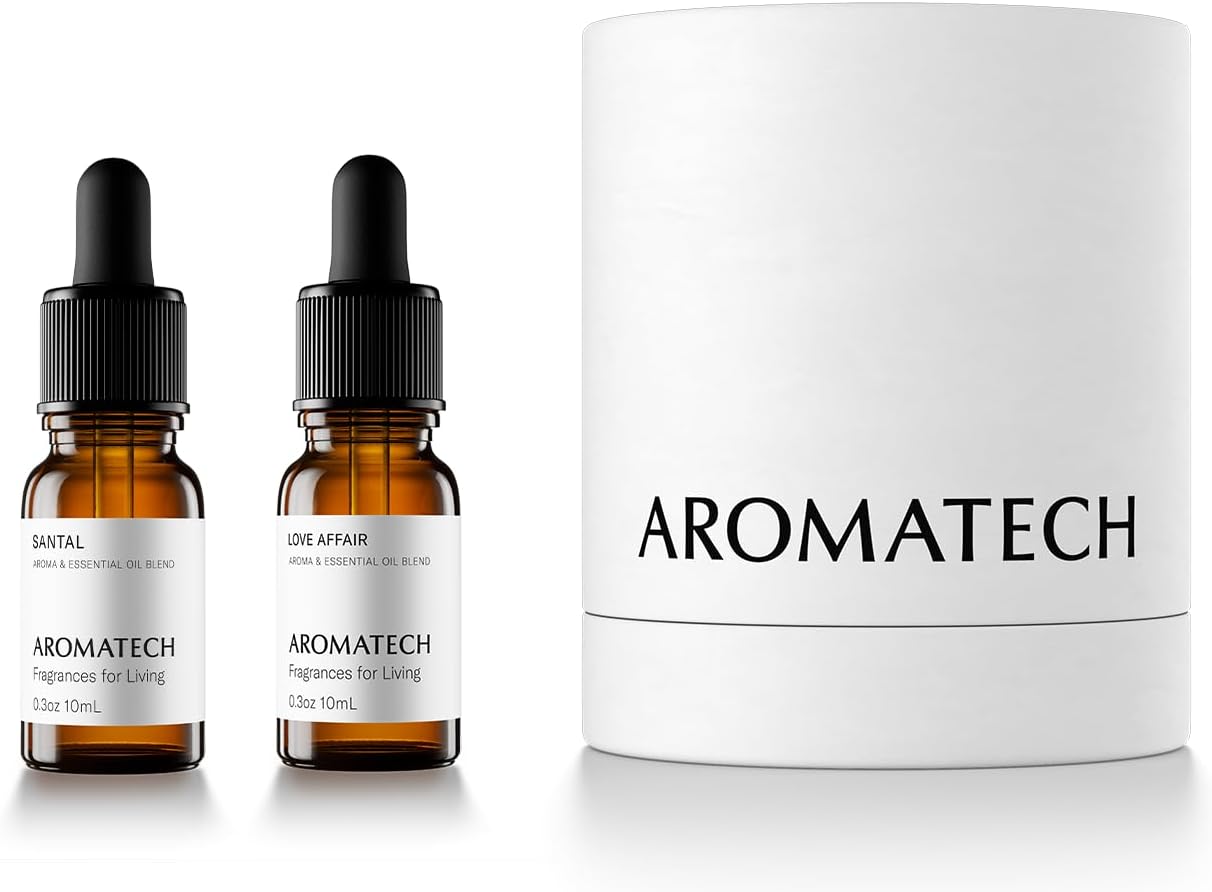 AromaTech Santal & Love Affair Set | Aroma Diffuser Essential Oils Blend of Santal Cardamom, Papyrus, Musk | Love Affair Jasmin, Saffron, Cedar, Ambergris - 10 Milliliter