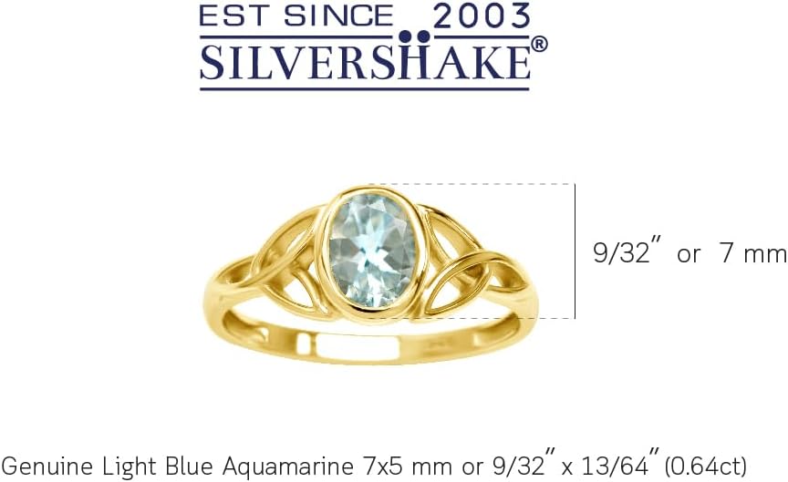Silvershake 7x5MM Oval Shape Birthstone Gemstone White Gold Plated or 18K Yellow Gold Plated 925 Sterling Silver Triquetra Trinity Celtic Knot Solitaire Ring Jewelry for Women