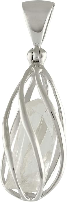 Starborn Gemstone teardrop Style Cage Pendant Sterling Silver