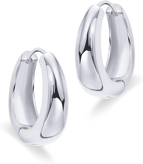 PAVOI 14K Gold Plated 925 Sterling Silver Post Small Chunky Hoops Earrings | Thick Lightweight Gold Hoop Earrings for Women