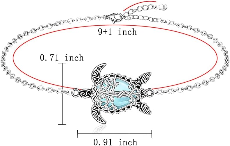 Fenthring Turtle Anklet S925 Sterling Silver Blue Opal Sea Turtle Ankle Bracelets for Women Infinity Wave Ocean Beach Summer Foot Bracelet Jewelry Layered Adjustable