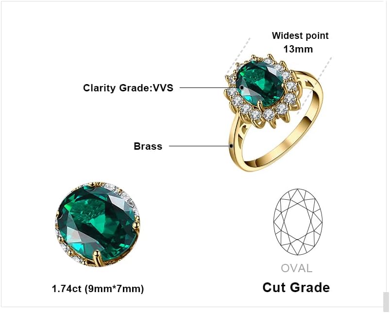 JewelryPalace Princess Diana Kate Middleton Class Gemstone Birthstone Sapphire Halo Engagement Rings for Women, Anniversary 14K White Yellow Rose Gold Plated 925 Sterling Silver Promise Rings for Her