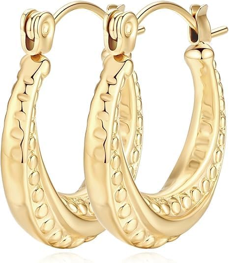 Gold Earrings for Women 14K Gold Hoop Earrings for Women Hoop Earring Rotating Small Ball Design Comfortable Hoops Womens Earring Jewelry Timeless Elegance