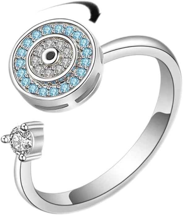 Fidget Ring Anxiety Spinner Ring Open Adjustable Sunflower Star Moon Windmill Butterfly Rings Daisy Stress Relieving Fidget Women Cubic Zirconia Anti Stress Mood Rotate Inspirations Jewelry