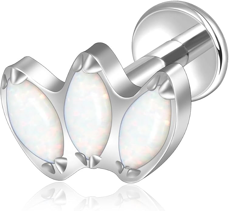 Lantine G23 Titanium Helix Piercing Jewelry Opal 16g Flat Back Stud Earrings Climber Labret Cartilage Tragus Daith Piercing Jewelry