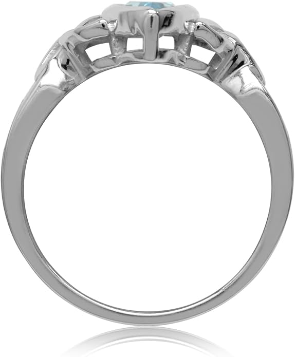 Silvershake Genuine Gemstone 925 Sterling Silver Triquetra Celtic Knot Solitaire Ring