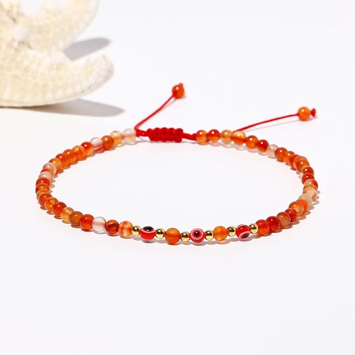 Evil Eye Ankle Bracelets for Women Beads Anklets Beach Accessiory Gemstone Healing Crystal Adjustable