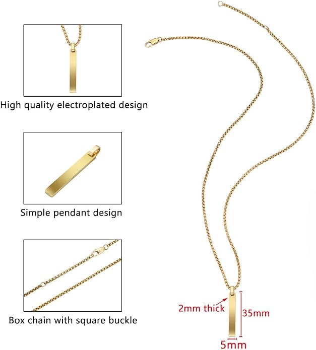 Geoffrey Beene Simple Customizable 3D Vertical Bar Pendant Necklace