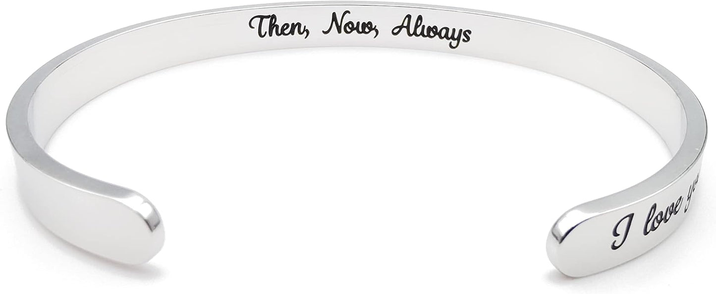 Dczosily Inspirational Bracelets for Women Stainless Steel Cuff Bracelet Engraved Jewelry Motivational Bangles Personalized Gifts for Best Friend/Mom