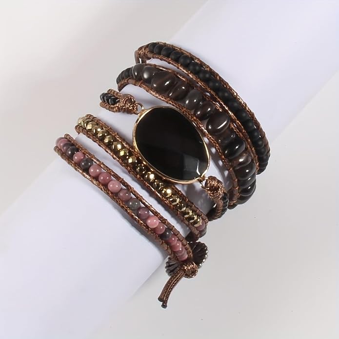 Women Wrap Bracelets Boho Natural Stone Jasper Turquoises Strand Bracelet Jewelry Collection