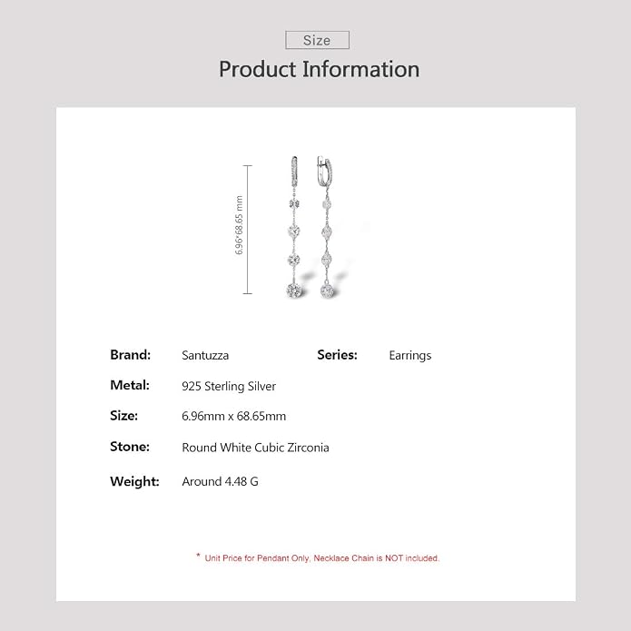 Santuzza Sterling Silver Simulated Diamond Hypoallergenic Earrings for Women