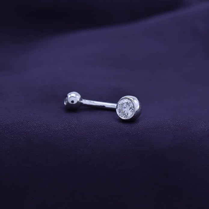 SAVEARTH DIAMONDS 1/3 Carat Round Cut Moissanite & Lab Grown Diamond Belly Button Navel Rings Body Piercing Jewelry For Women In 14K Gold Over Sterling Silver (VVS1 Clarity, 0.33 Cttw)